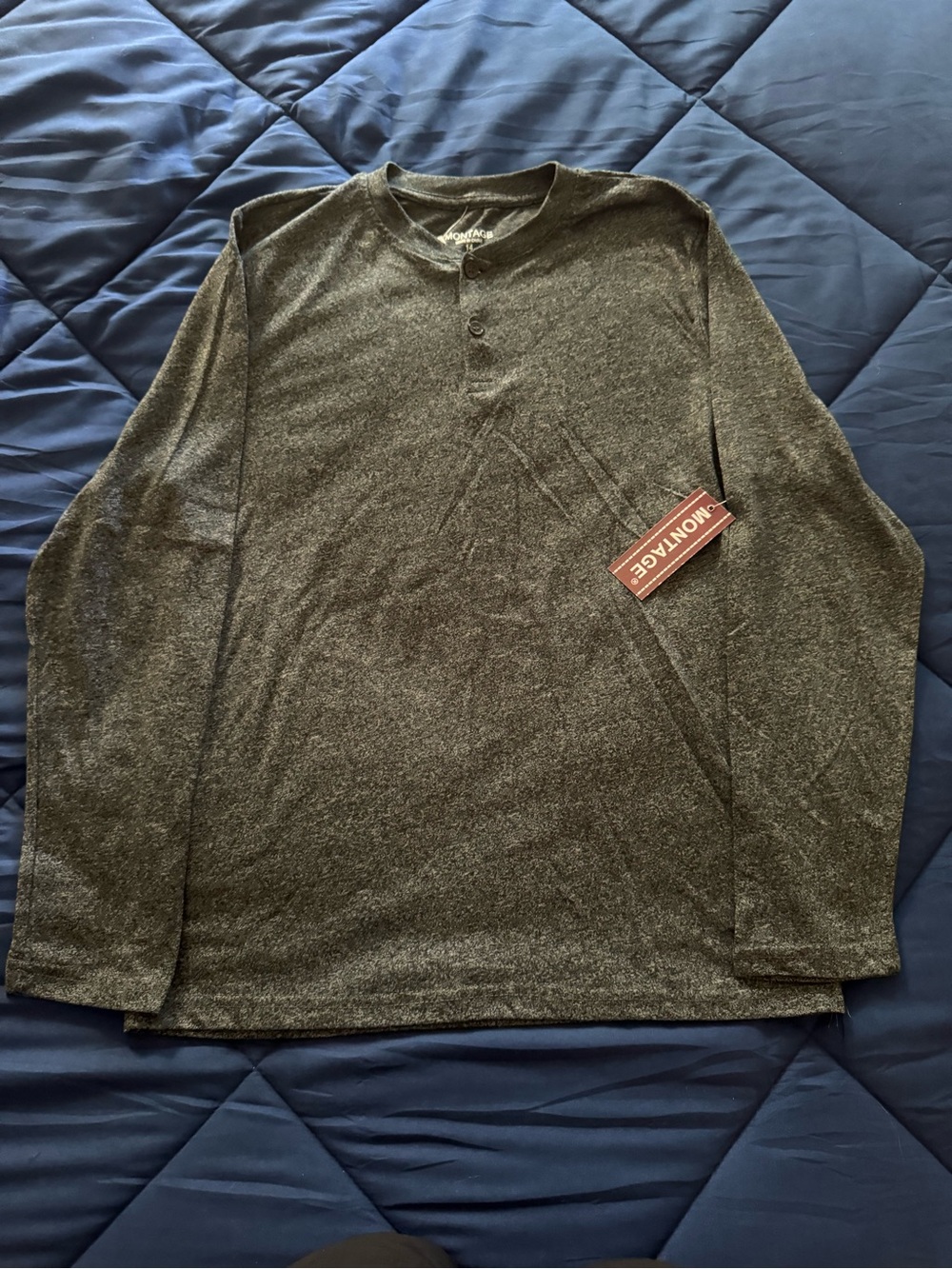 Boys Long Sleeve Henley Shirt in Charcoal
